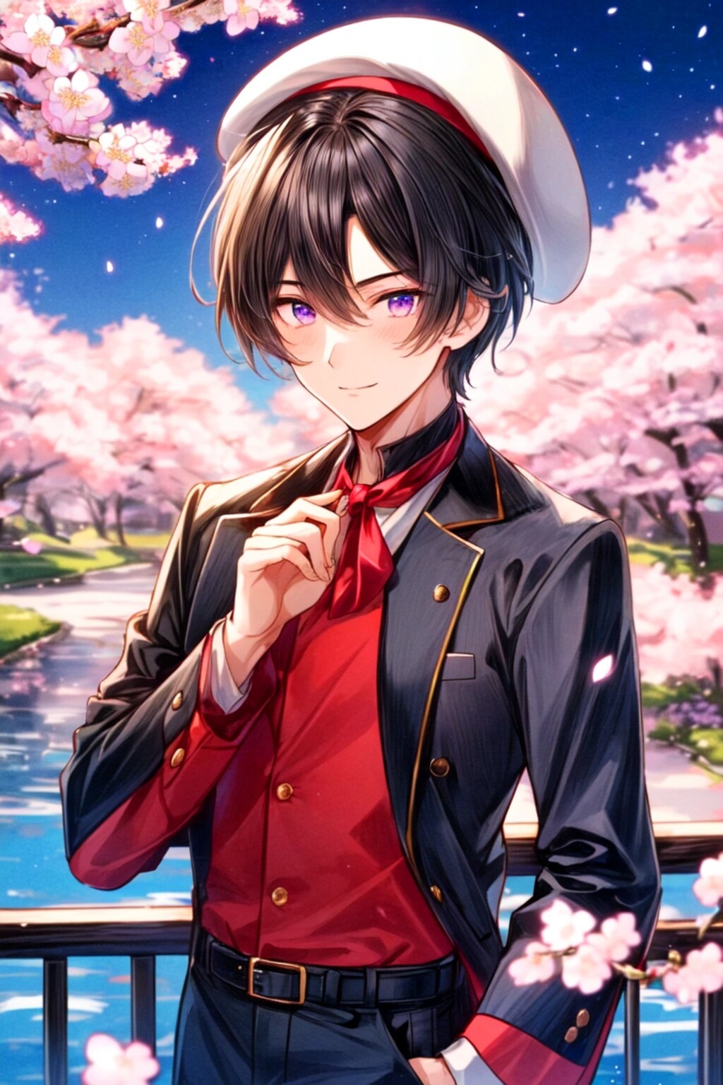 ベレー帽をかぶった、黒髪短髪男性★(3枚)