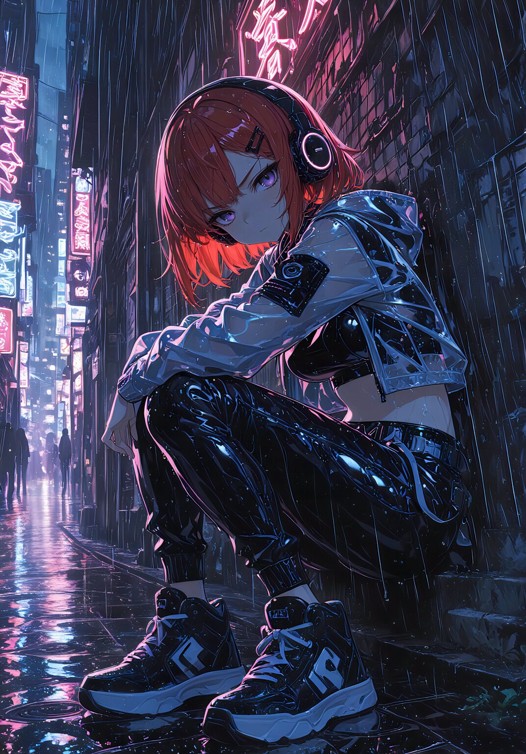 雨夜のヘッドホンガール