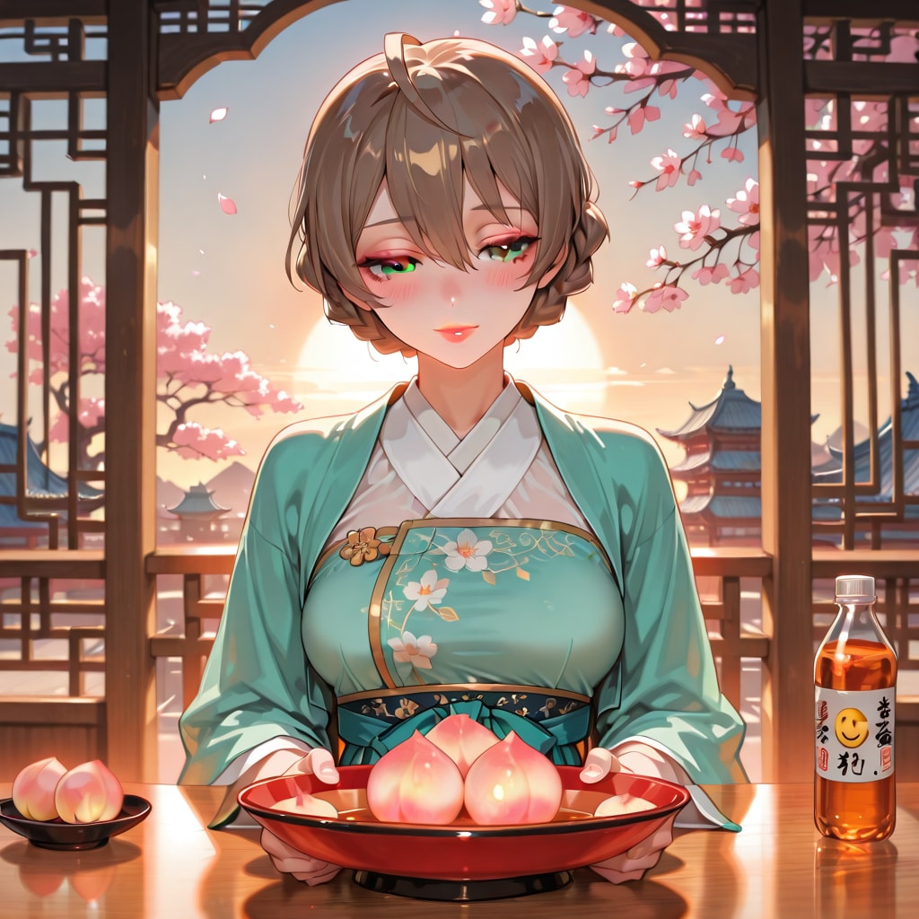 漢服の歌織さんと桃の花(ちちぷい版)