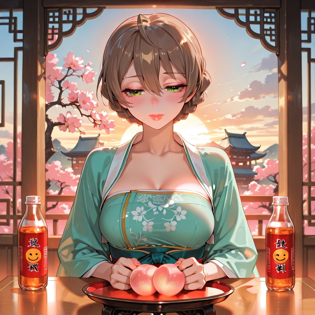 漢服の歌織さんと桃の花(ちちぷい版) | の人気AIイラスト・グラビア