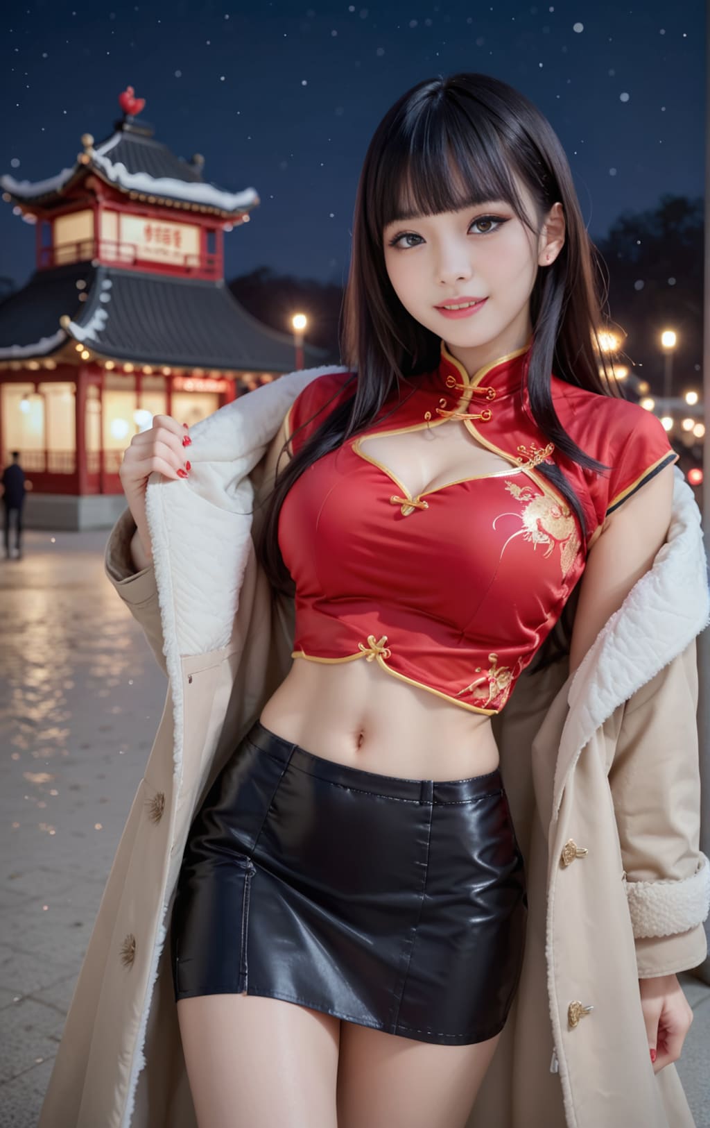 赤のチャイナドレス