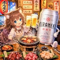 ホルモン焼き屋でビールを飲みながらホルモンを焼く小さな女の子 3枚目