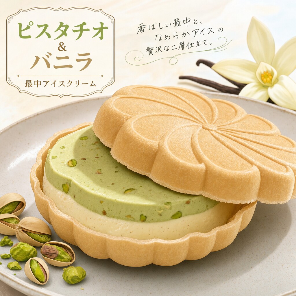 ピスタチオ＆バニラ最中アイス