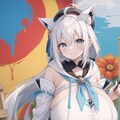 芸術に目覚めた白上フブキ様が絵を描くファンアートをAI先生にお願いした結果がこちら！ 8枚目