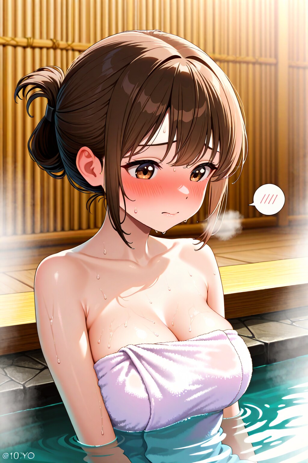 温泉で照れるきょーかちゃん