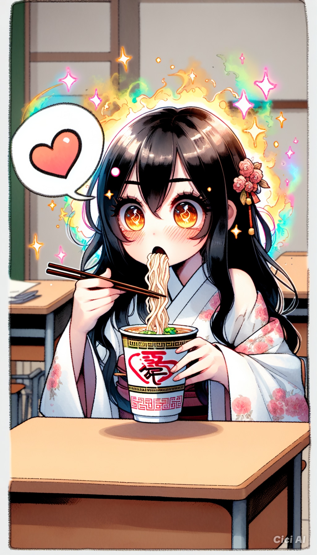 お嬢様、カップ麺に感激