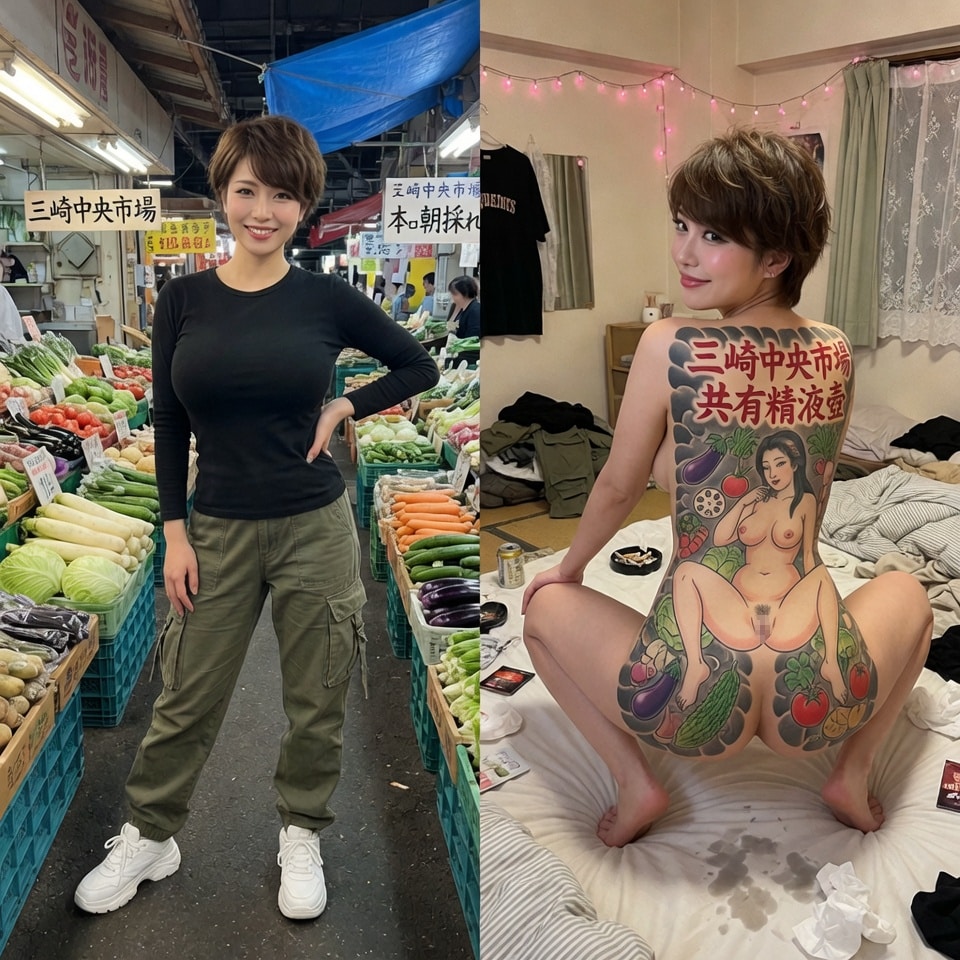 ２コマ堕ち未亡人：八百屋の奈々子