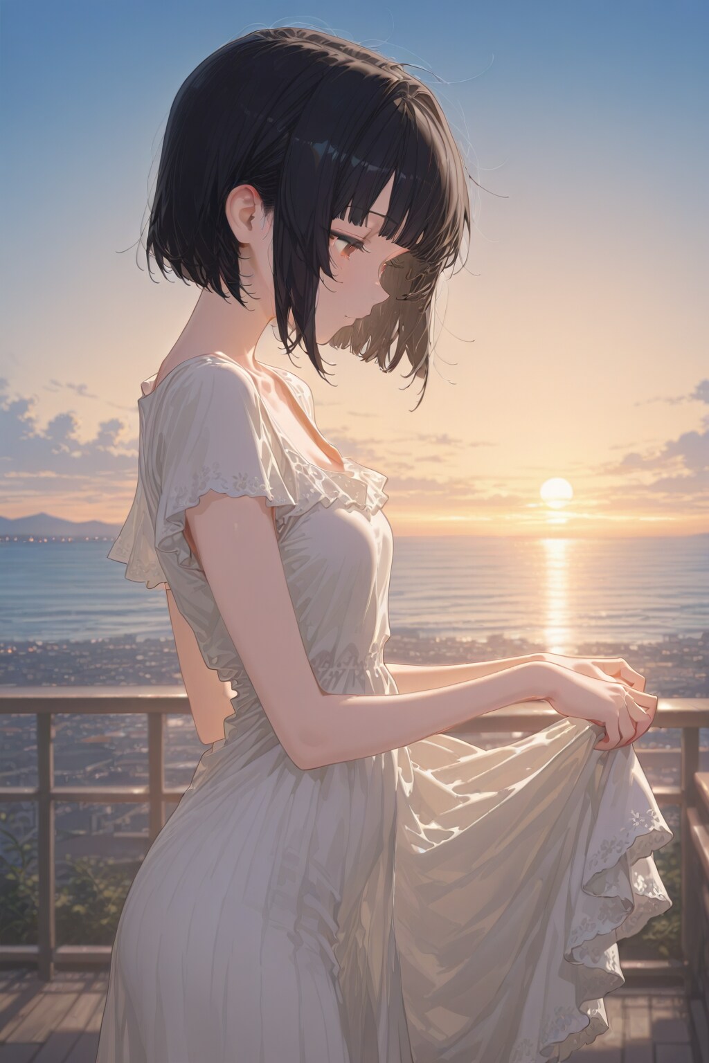 朝日と少女