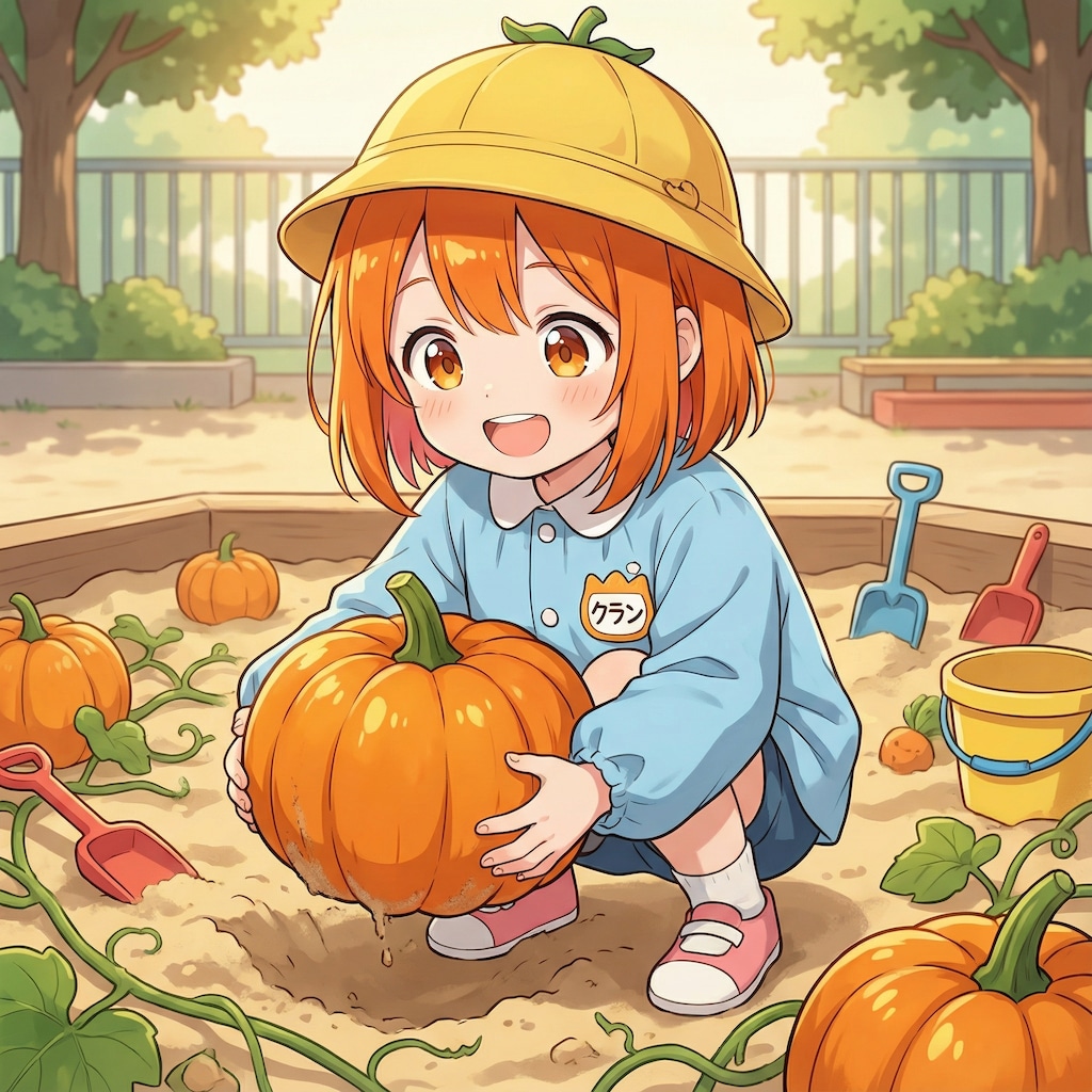幼稚園の砂場でカボチャを栽培