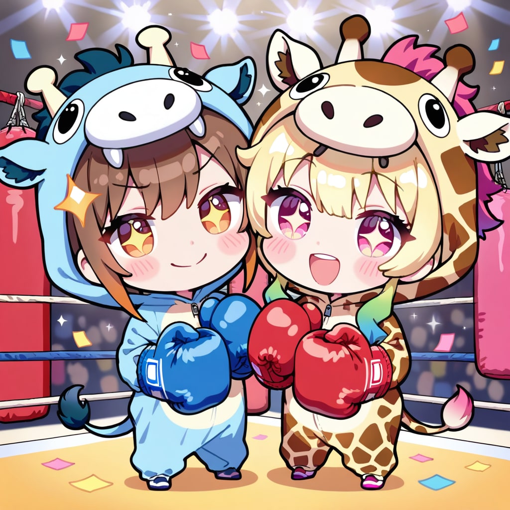 ボクシングの日のキリン着ぐるみちび子ちゃん