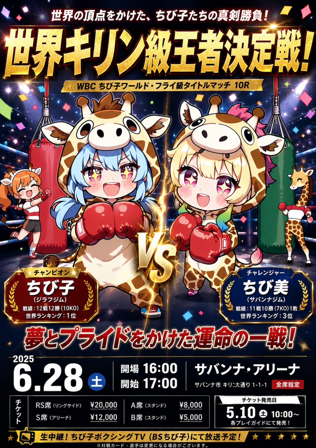 ボクシングの日のキリン着ぐるみちび子ちゃん