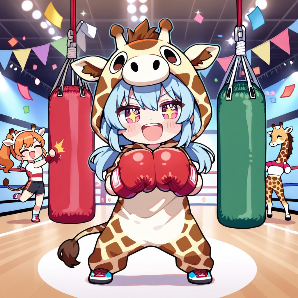 ボクシングの日のキリン着ぐるみちび子ちゃん