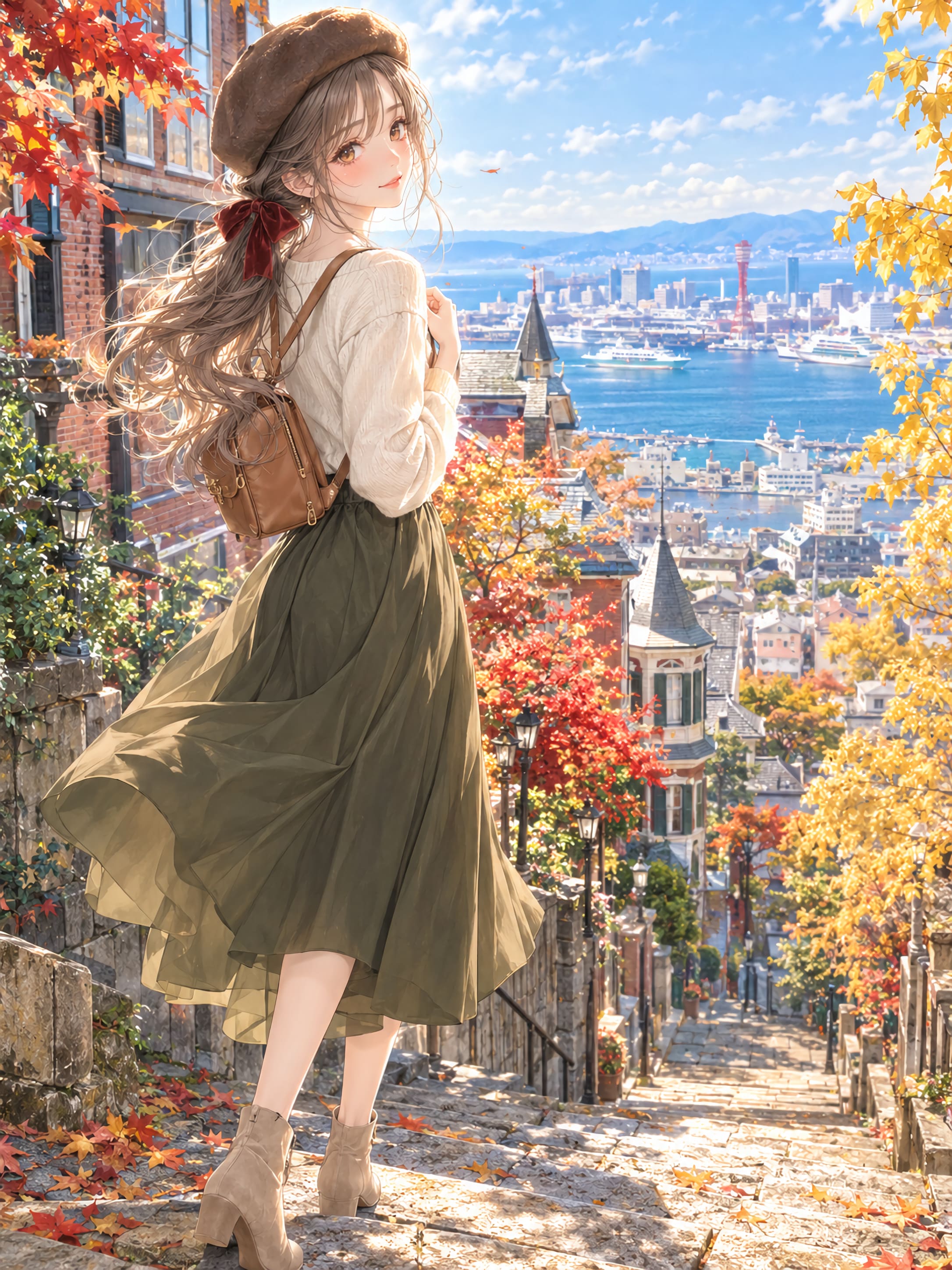 ​港の見える坂道で | の人気AIイラスト・グラビア