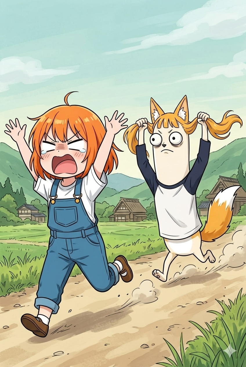 ミラさんに追いかけられる白目ちゃん