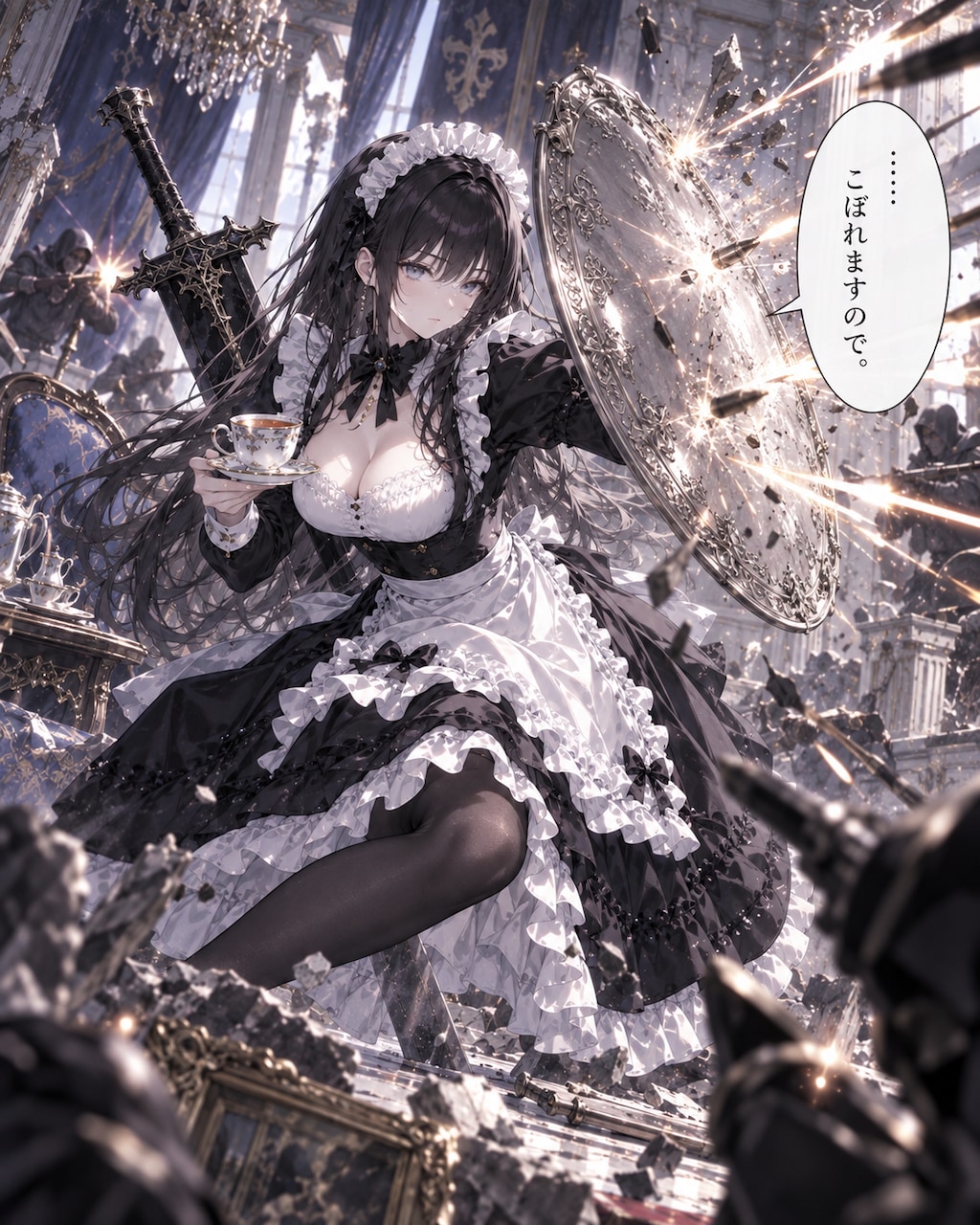 お茶をお持ちしました。――戦闘後ですが。