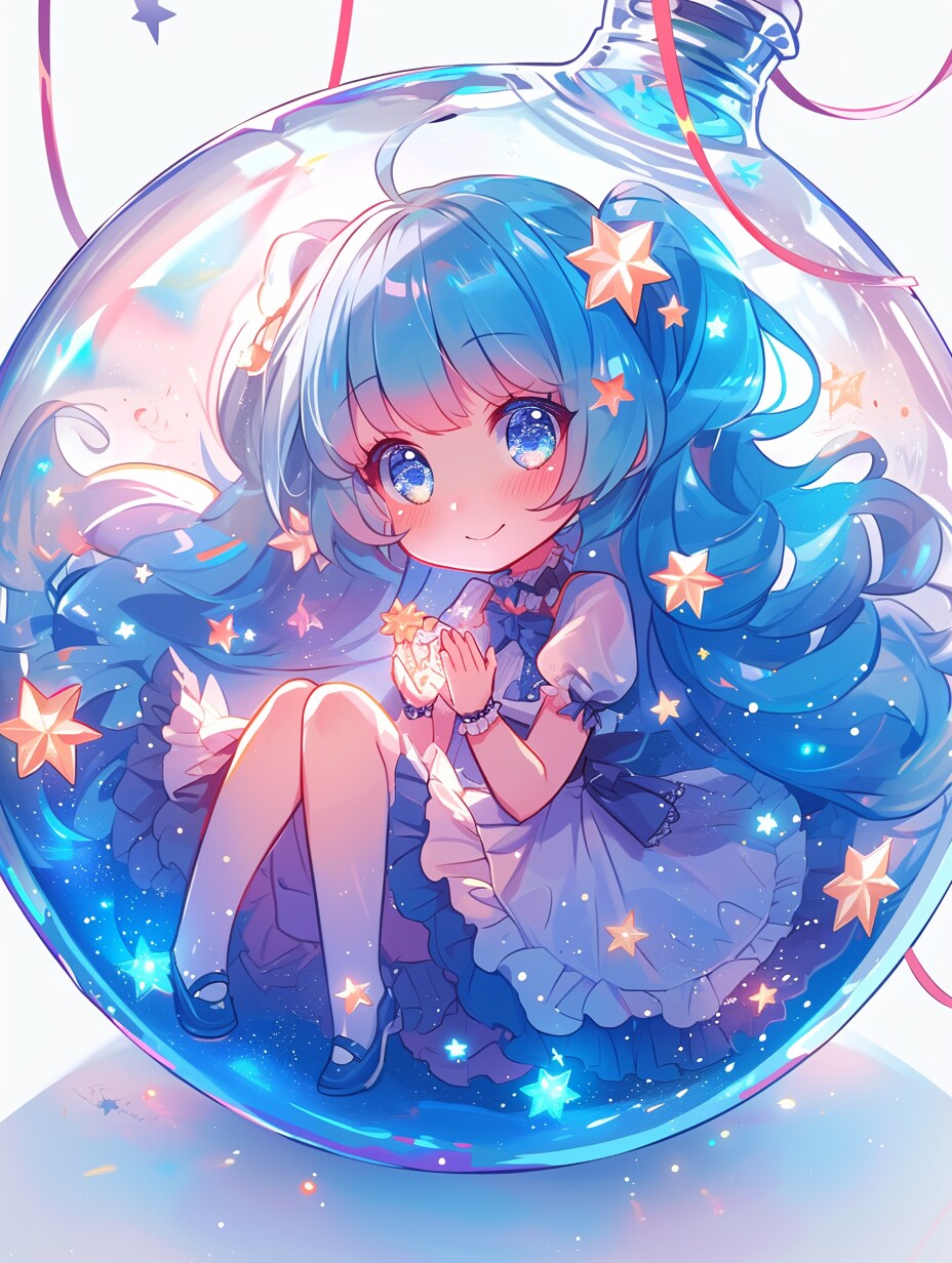 「瓶詰の少女」蒼24 | の人気AIイラスト・グラビア