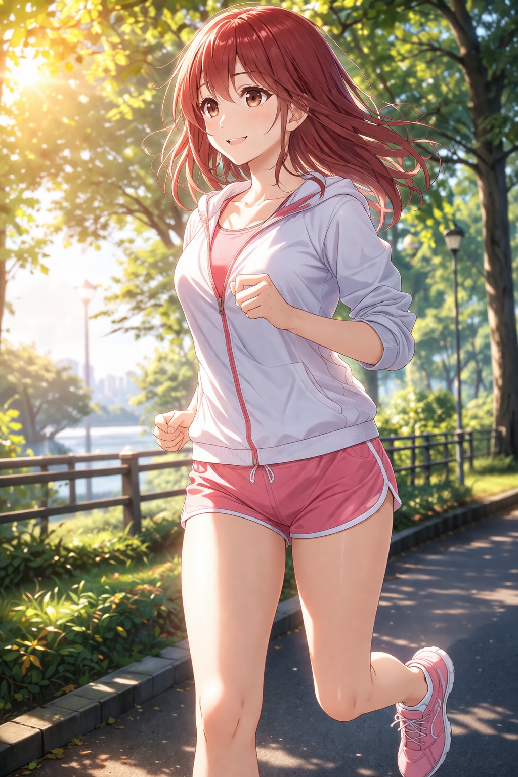 公園を走るレッドヘアちゃん