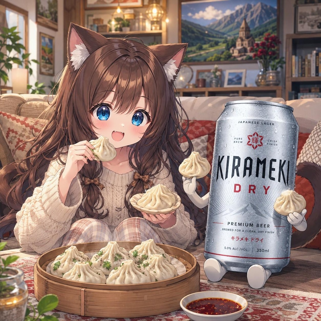 ხინკალიを食べる小さな女の子
