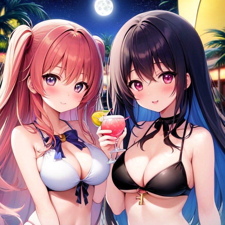 月が見えるナイトプール