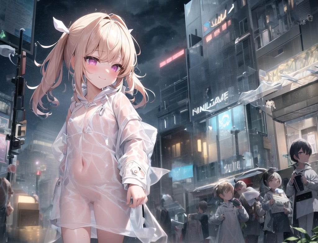 雨の日に散歩に出る少女