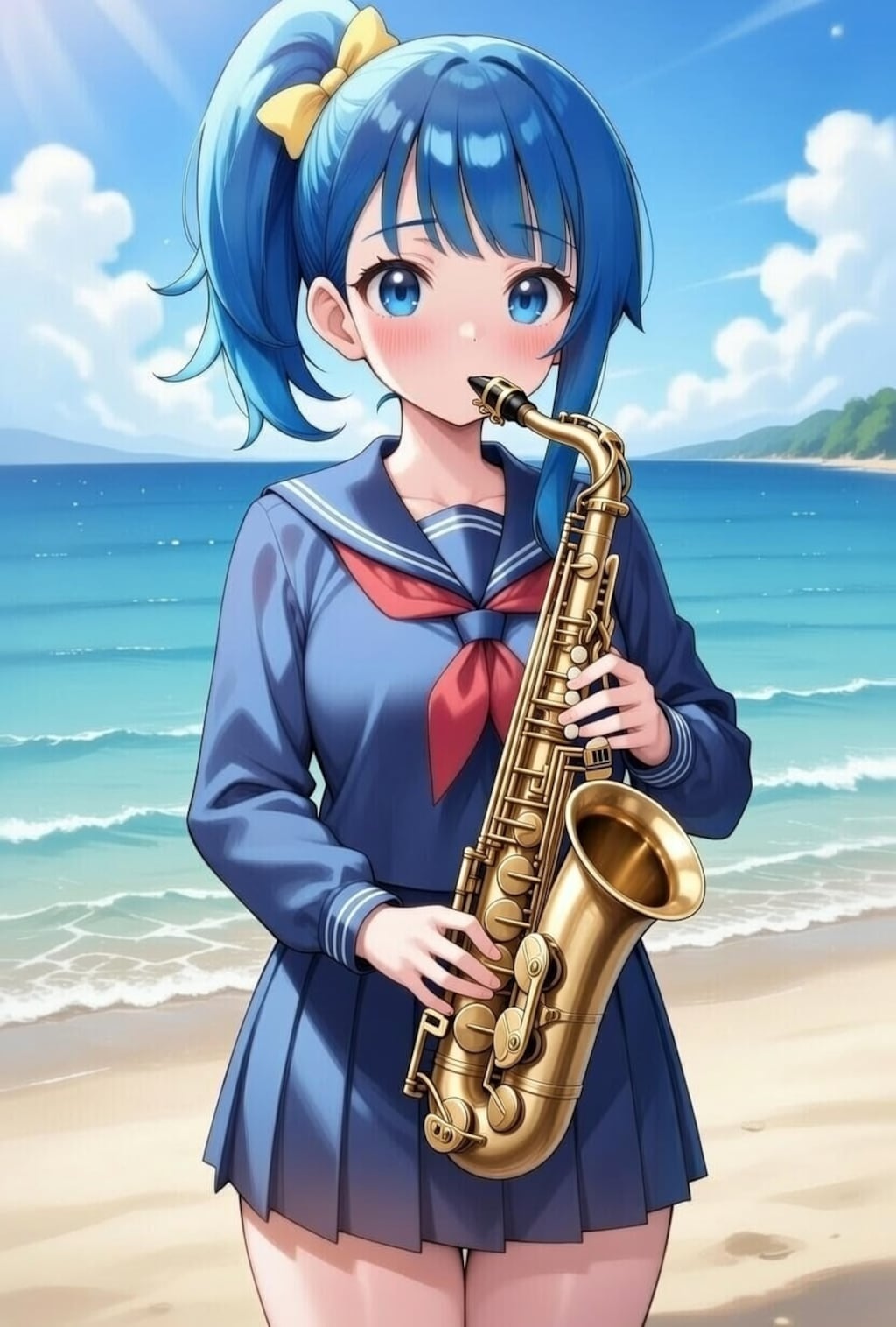 サックスを練習するソラちゃん