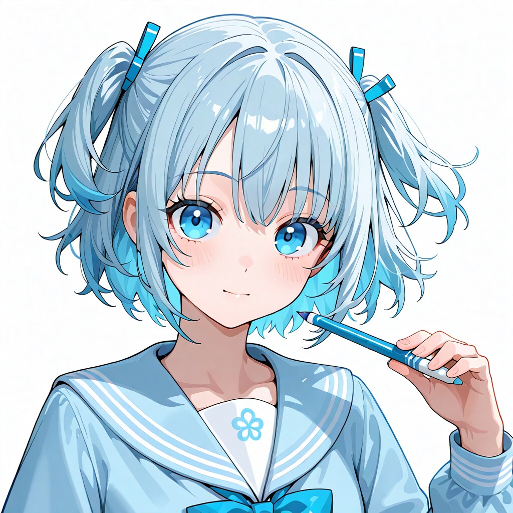 淡い青の色鉛筆（ラッキーアイテム） | の人気AIイラスト・グラビア