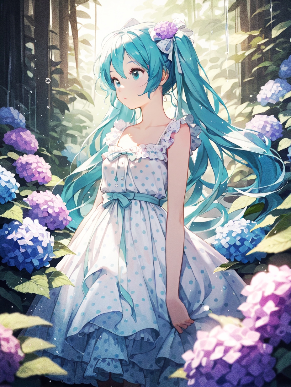 雨上がりの紫陽花 | の人気AIイラスト・グラビア