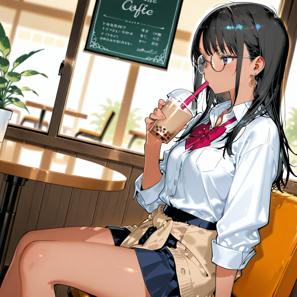 タピる白・黒ギャル