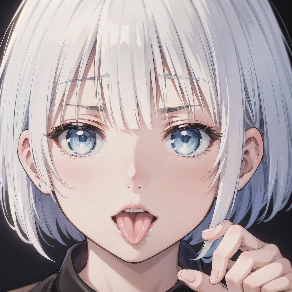 白髪ボブの舌出し少女６