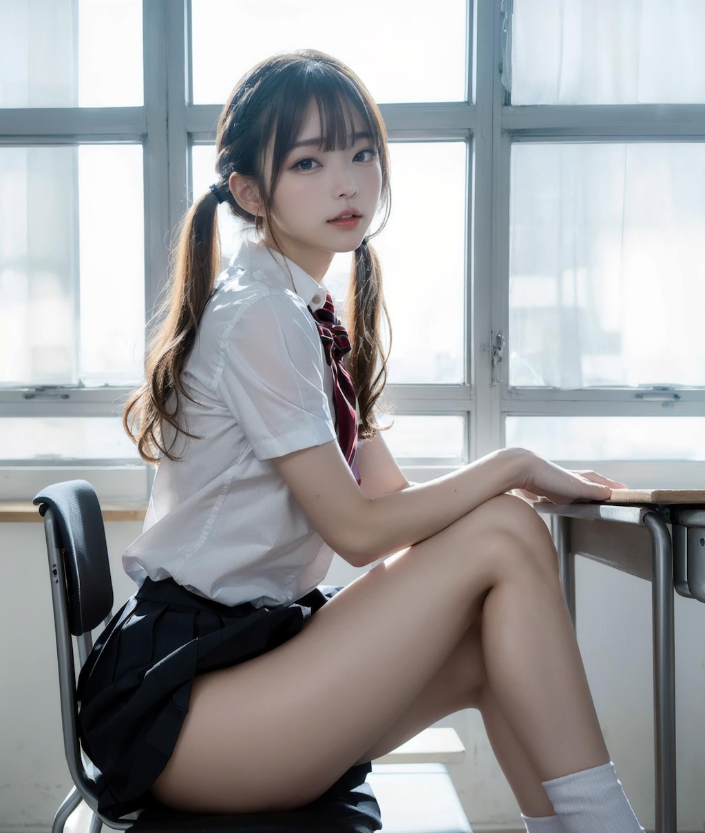 絶対領域JKたち①人目