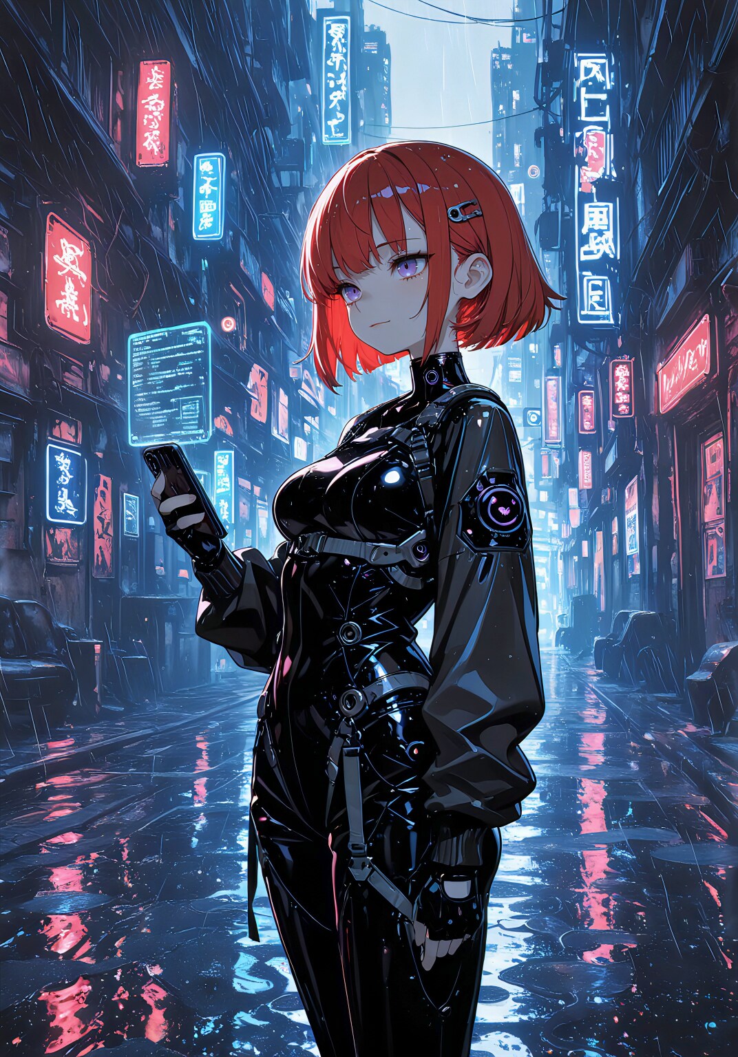 ネオン街の赤い追跡者 | の人気AIイラスト・グラビア