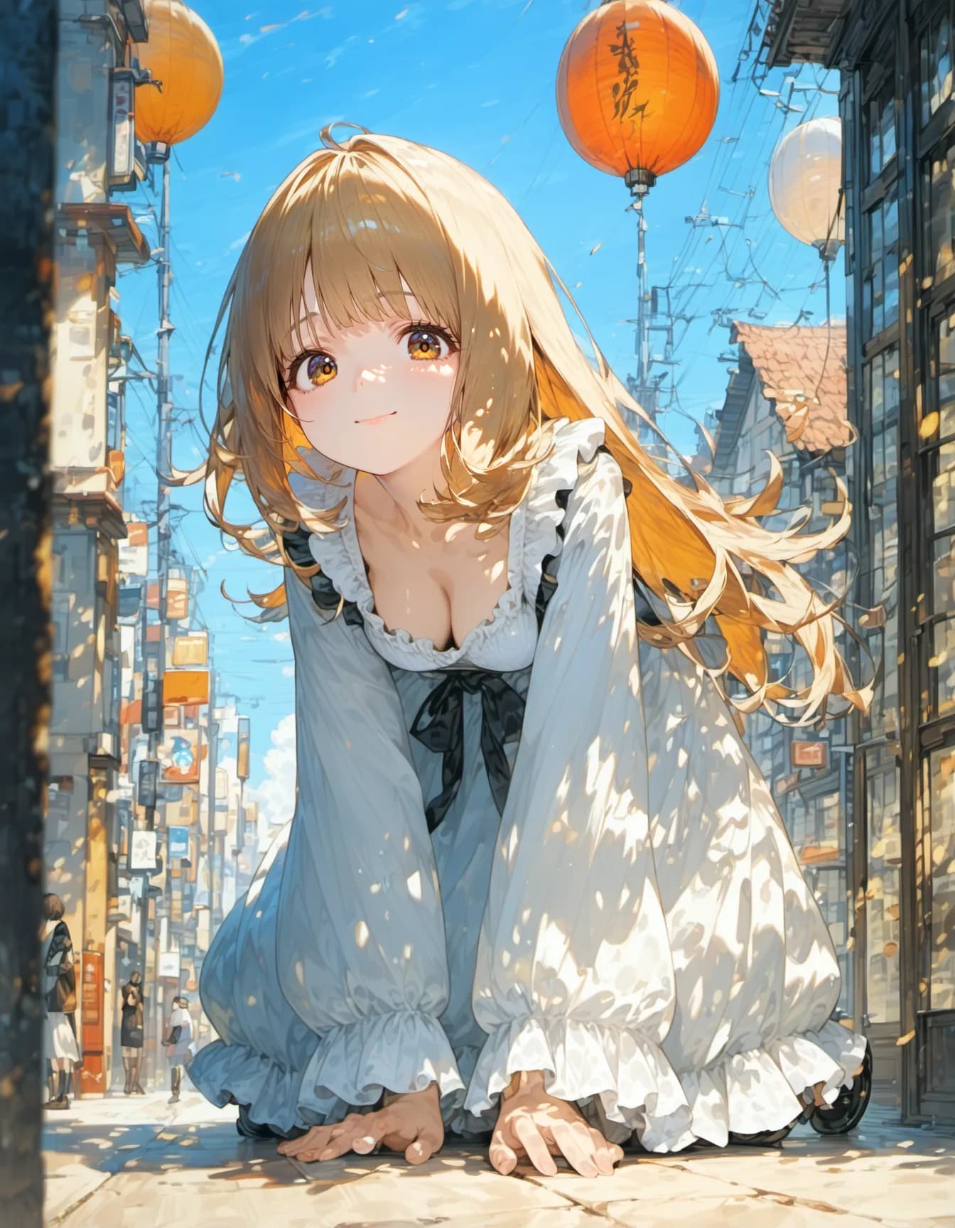 Lantern Glow on the Pavement | の人気AIイラスト・グラビア