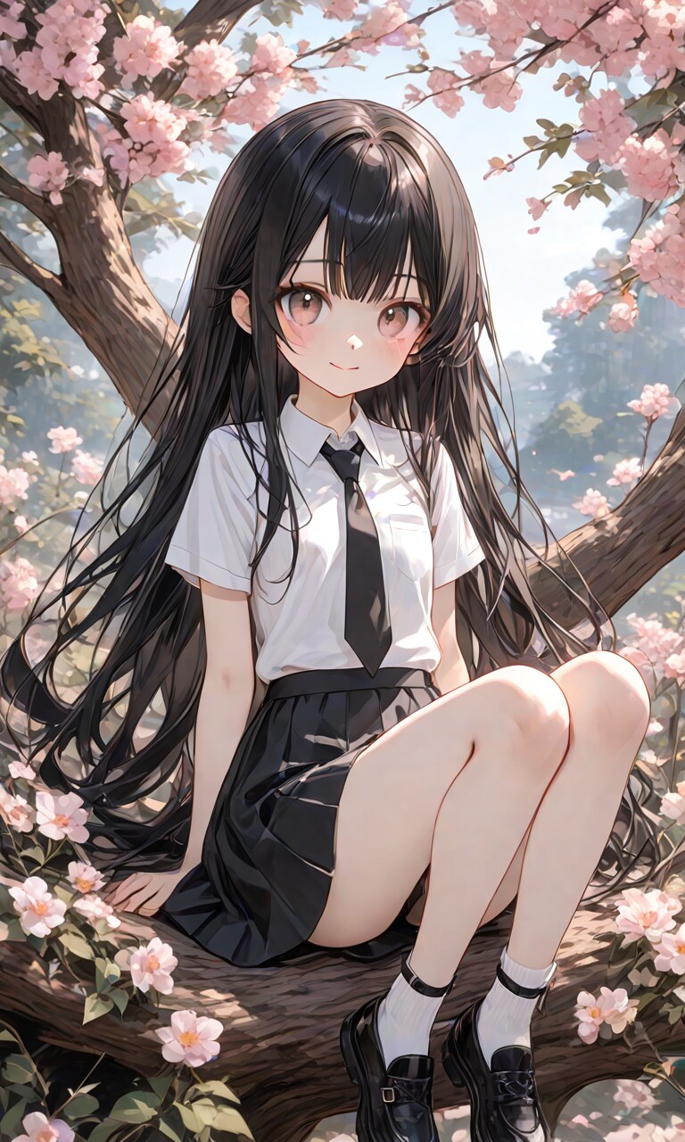 黒髪ロングJK花木