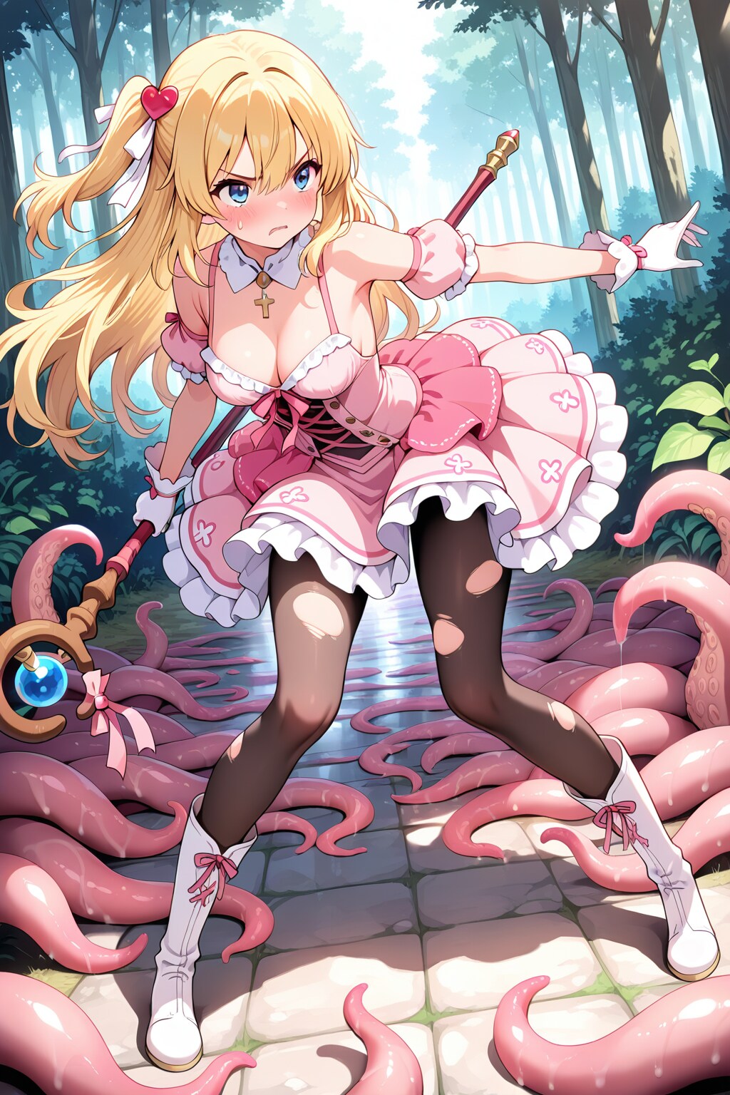 触手と戦う魔法少女
