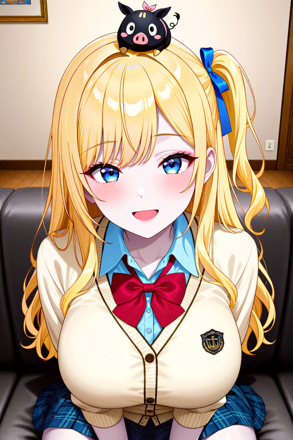 うちの子に子豚を乗せる