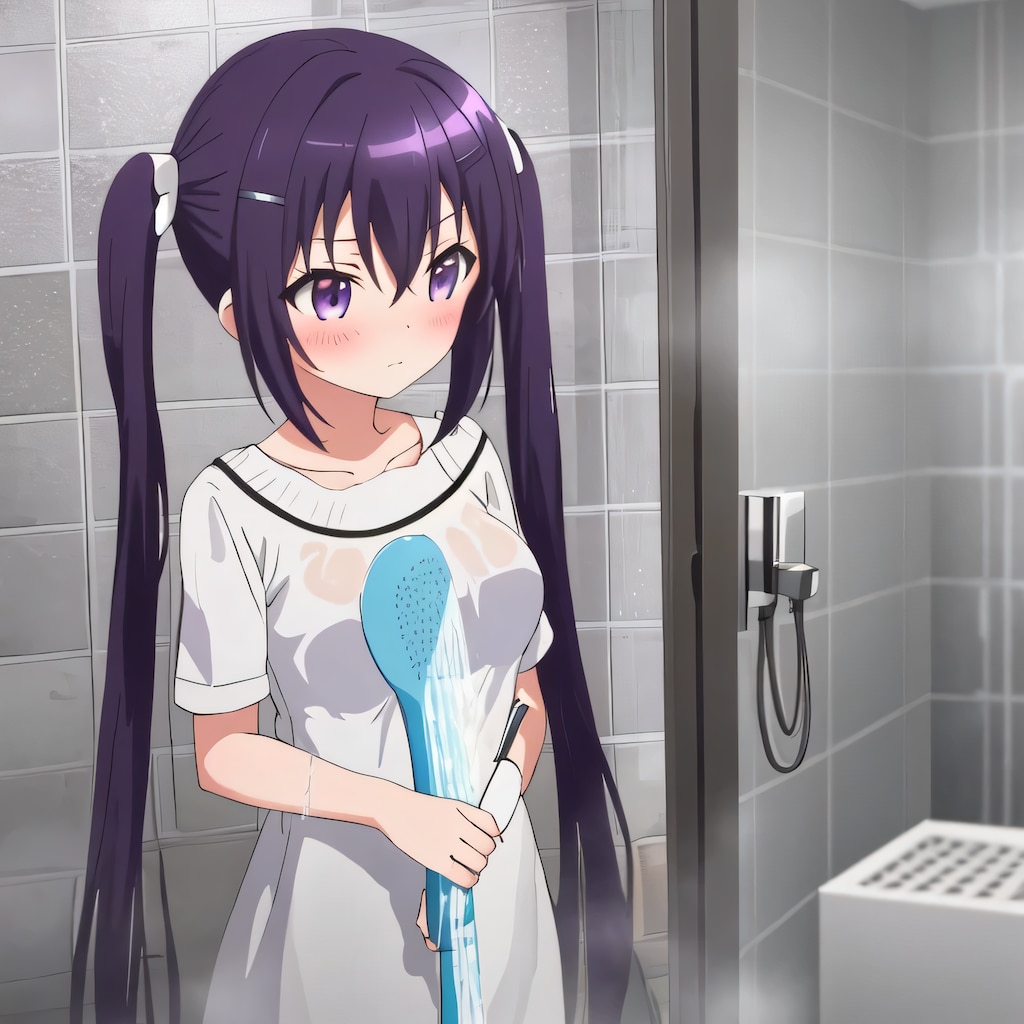 紫髪ロングでシャワーの少女６