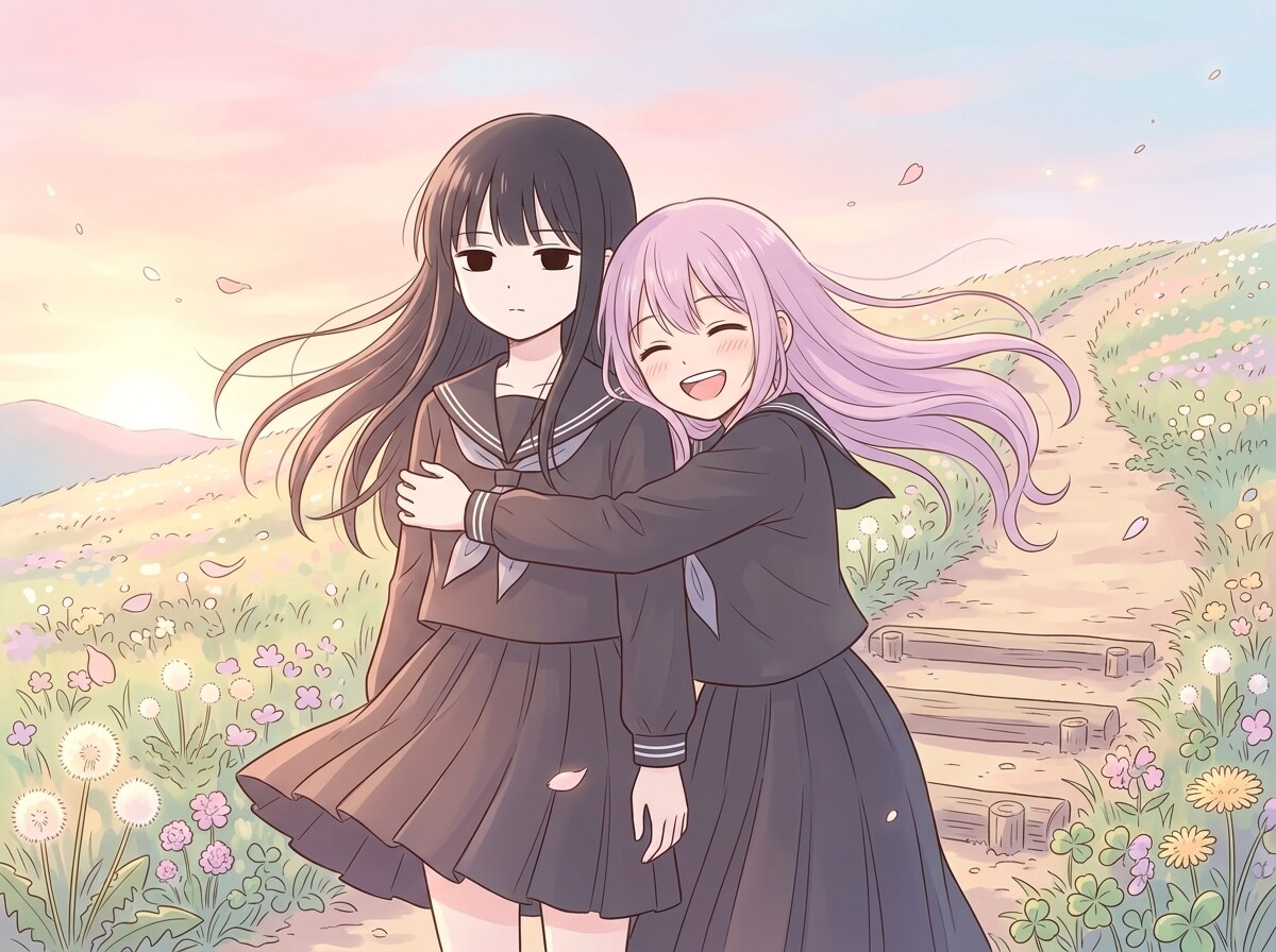 二人の女の子と南風の吹く丘
