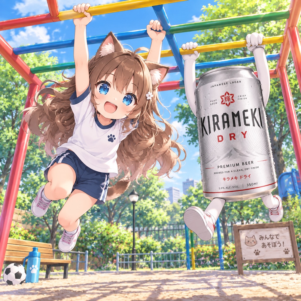 雲梯で遊ぶ小さな女の子