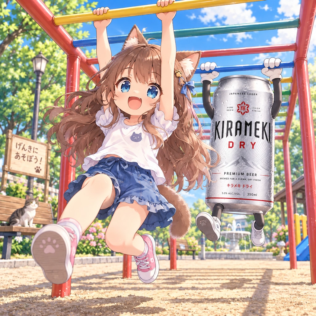 雲梯で遊ぶ小さな女の子