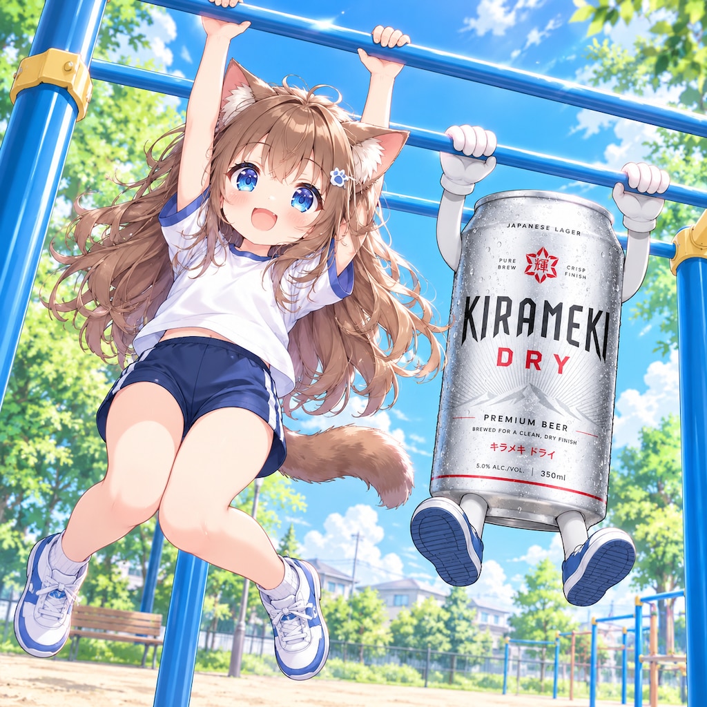 雲梯で遊ぶ小さな女の子