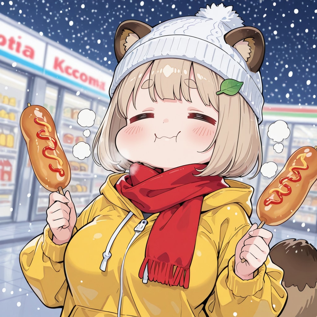 寒い冬にコンビニで買い食いする珠樹ちゃん