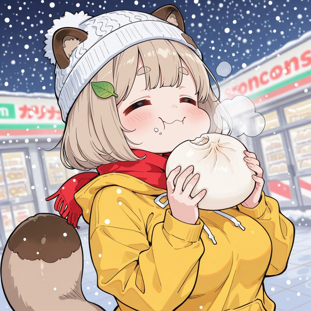 寒い冬にコンビニで買い食いする珠樹ちゃん