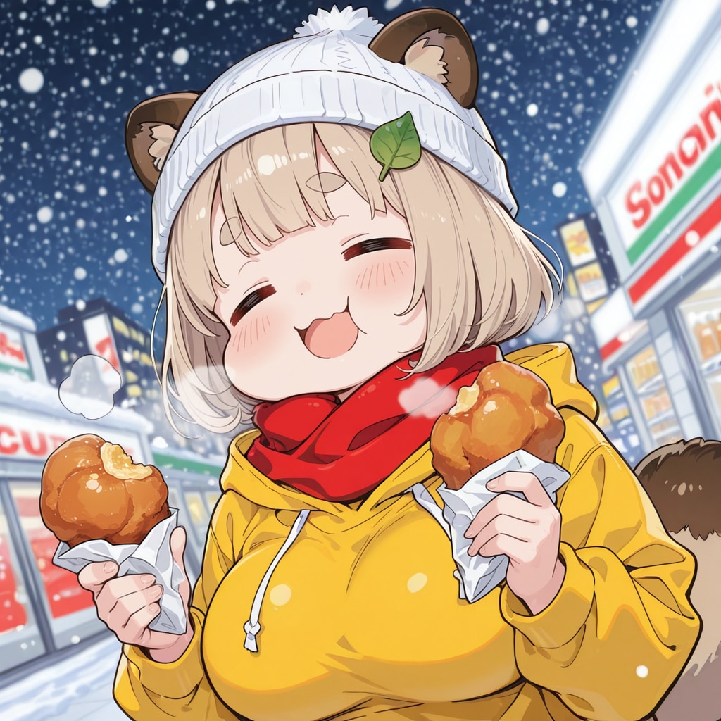 寒い冬にコンビニで買い食いする珠樹ちゃん
