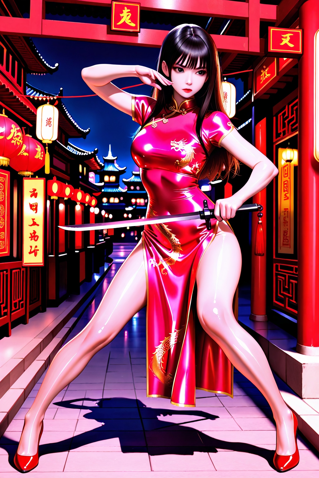 黒髪チャイナドレスフィギュア