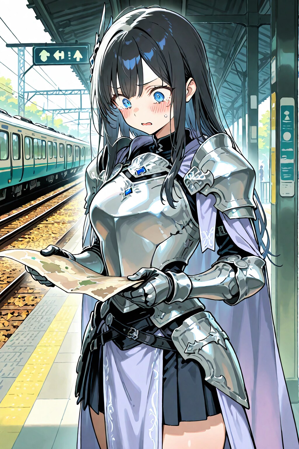 駅で道に迷う萩原葵ちゃん | の人気AIイラスト・グラビア