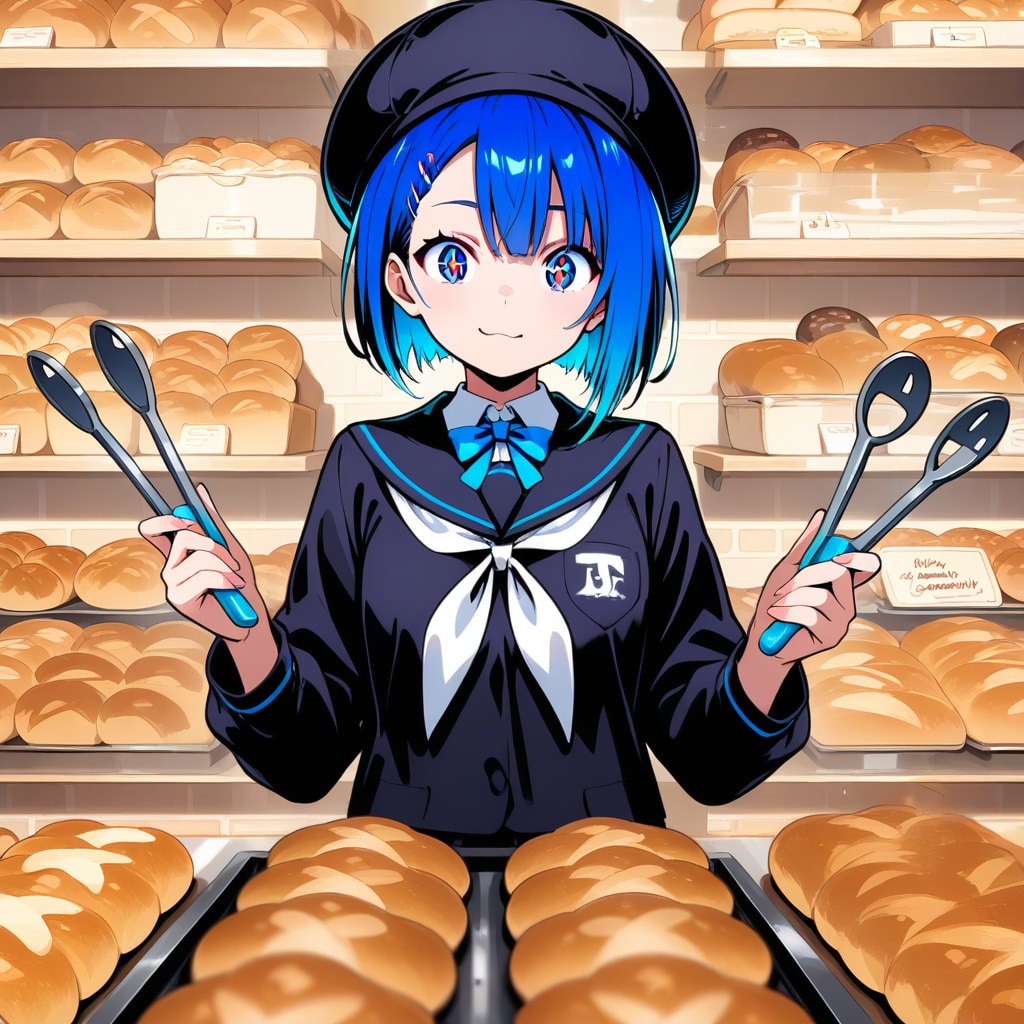 パン屋で青髪ちゃん