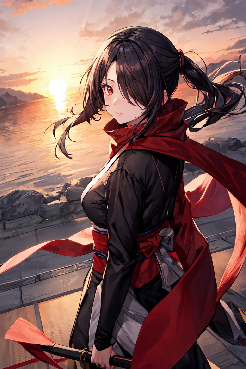 忍と夕日