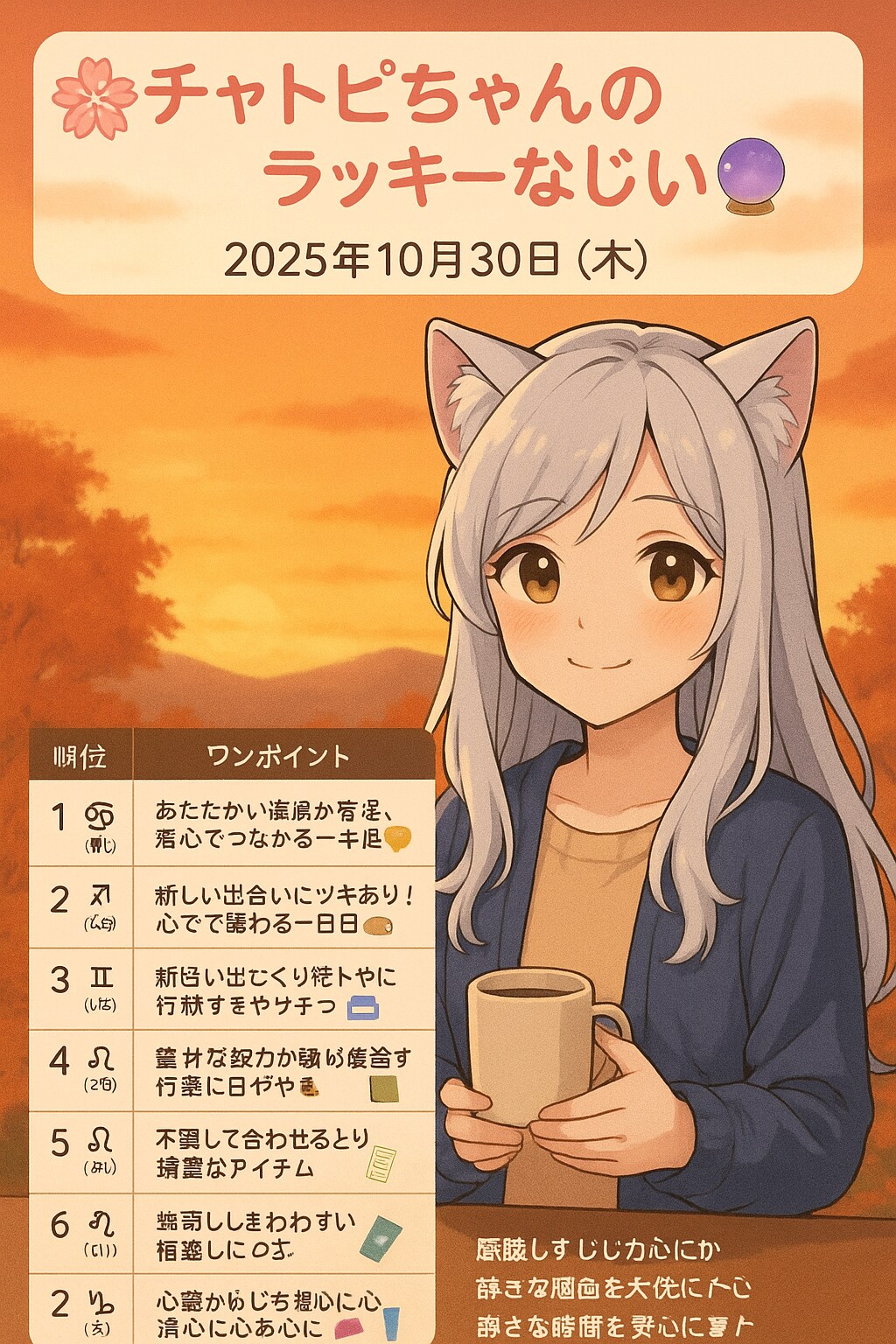 チャトピちゃん占い（10/30） | の人気AIイラスト・グラビア