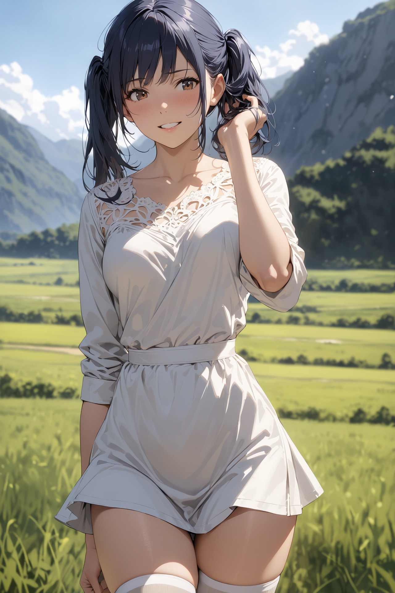 田園地帯のツインテ娘 | の人気AIイラスト・グラビア