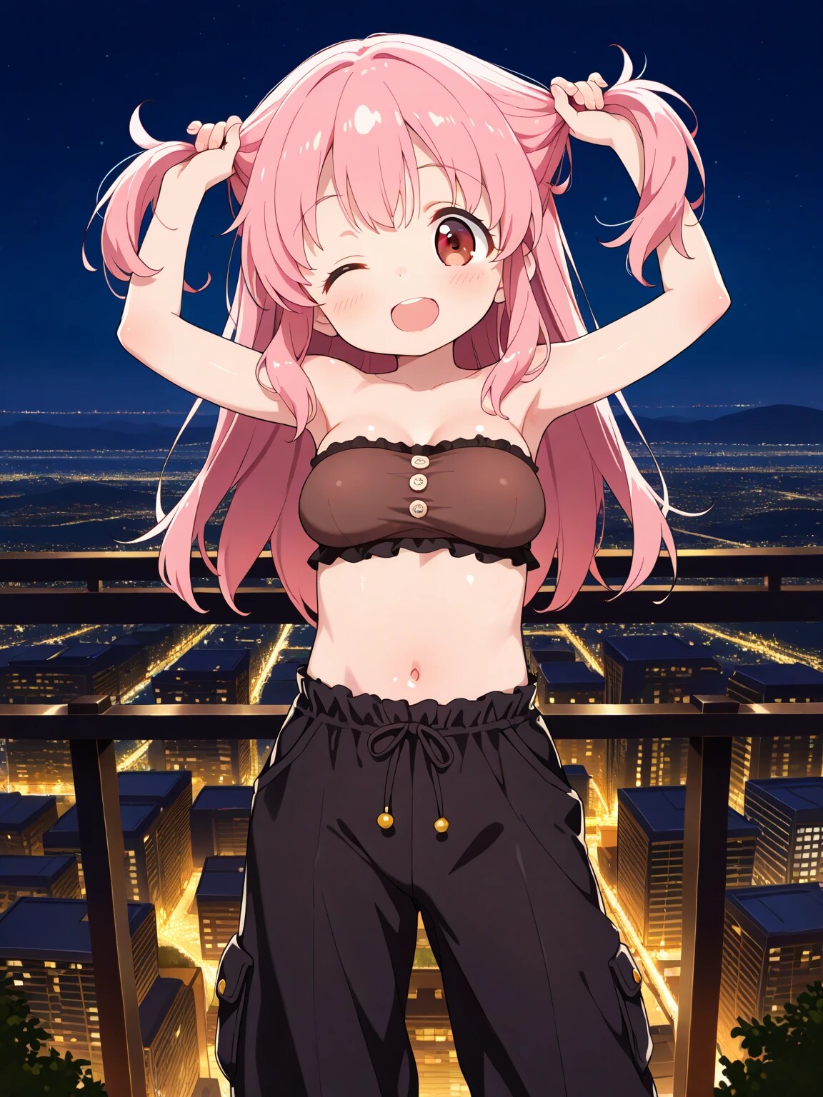 りなちゃんが髪を束ねる